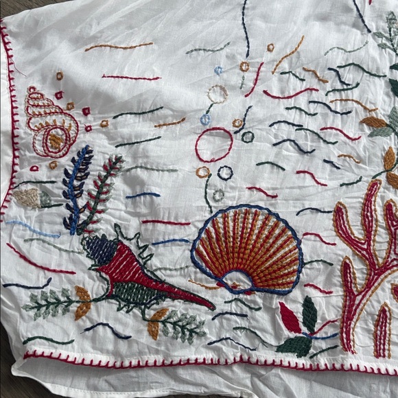 Zara | Multicolour Down by the Sea 100% Cotton Embroidered Kimono Sz Small - Picture 6 of 16